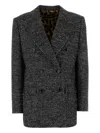 Dolce & Gabbana Women Embroidered Wool Blend Blazer In Gray