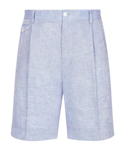 Dolce & Gabbana Button-fastening Linen Shorts In White