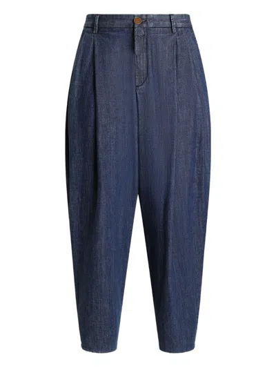 Dolce & Gabbana Button-fastening Pleated Jeans In Blue