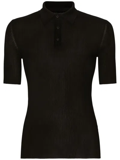 Dolce & Gabbana Button-fastening Polo Shirt In Black