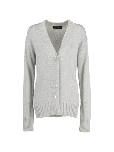Pre-owned Dolce & Gabbana Button-front Cardigan In Gray