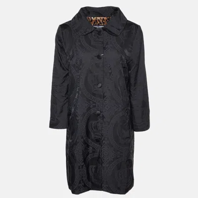 Pre-owned Dolce & Gabbana Button Front Long Jacket 46 In Black
