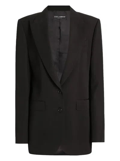Dolce & Gabbana Longline Jacket Notch Lapels Flap Pockets In Black