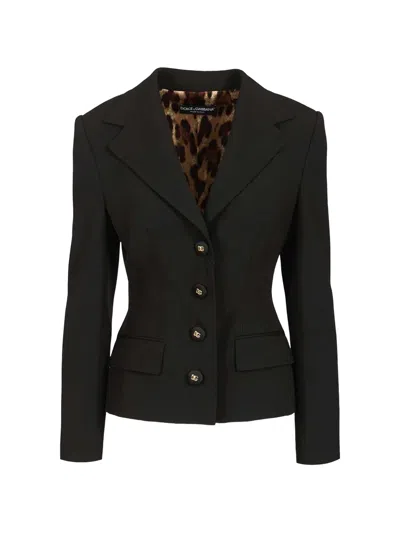 Dolce & Gabbana Slim Fit Gabardine Single-breasted Jacket In Black