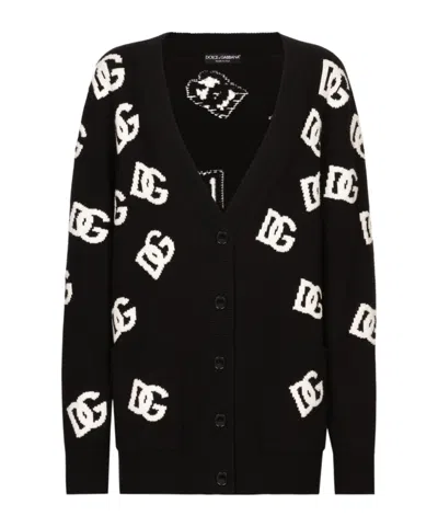 DOLCE & GABBANA DOLCE  GABBANA LOGO INTARSIA KNITTED CARDIGAN