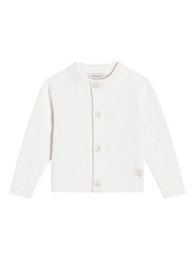 Dolce & Gabbana Babies' Button Knitted Cardigan In White