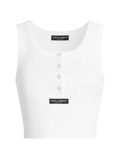 Dolce & Gabbana Ribbed Tank Top Sleeveless Fitted Silhouette In White