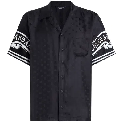 Dolce & Gabbana Printed Silk Shirt In Black