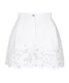 Dolce & Gabbana Eyelet Embroidered Cotton Popeline Shorts In White