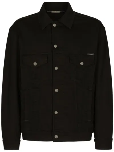 Dolce & Gabbana Dolce  Gabbana Logo Patch Padded Corduroy Jacket In Black
