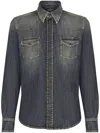 Dolce & Gabbana Button-up Denim Shirt In Grey