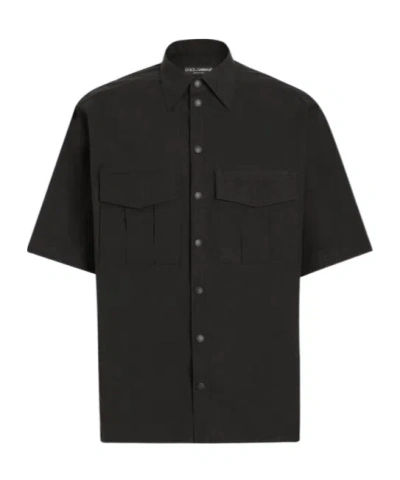 DOLCE & GABBANA DOLCE  GABBANA LOGO PLAQUE SHORT-SLEEVED SHIRT