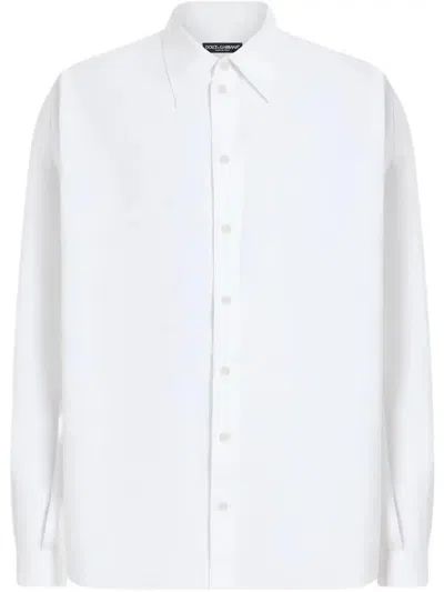 Dolce & Gabbana Stretch Poplin Gold-fit Shirt In White
