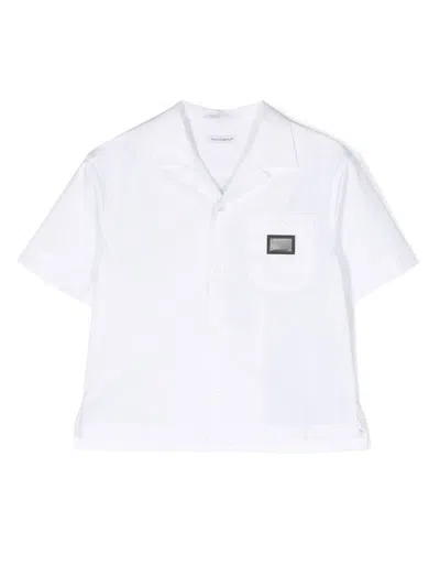 Dolce & Gabbana Kids' Button-up Short-sleeve Shirt In White