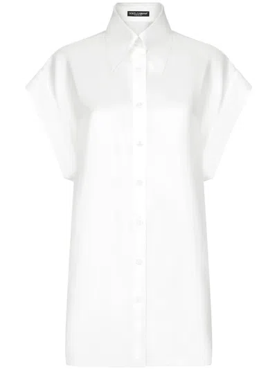 Dolce & Gabbana Button-up Silk Shirt In White