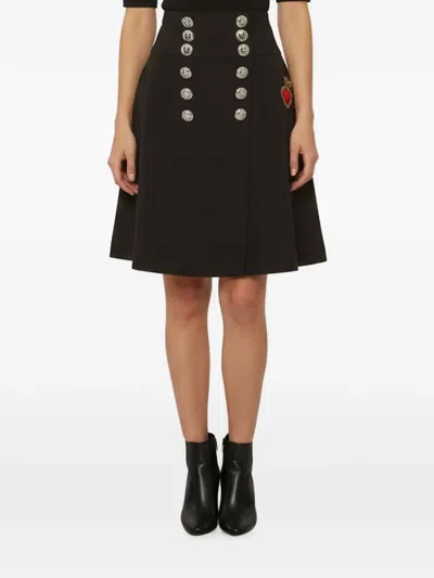 Pre-owned Dolce & Gabbana Button-detail Mini Skirt In Black