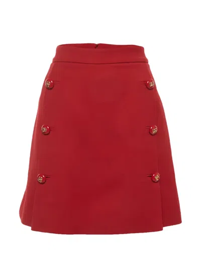 Pre-owned Dolce & Gabbana Button-detail Mini Skirt In Red