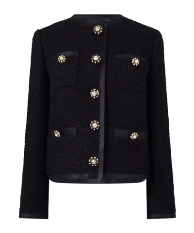 Dolce & Gabbana Button-down Bouclé Jacket In Black