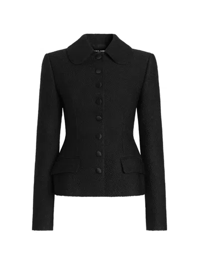 Dolce & Gabbana Single-breasted Wool Jacket In Black