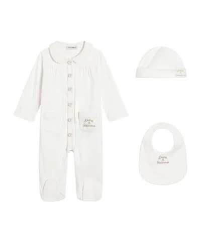 Dolce & Gabbana Buttoned Babywear (set Of Three) In White