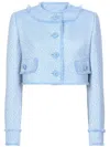 Dolce & Gabbana Cropped Wool Tweed Jacket In Blue