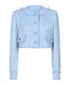 Dolce & Gabbana Cropped Wool Tweed Jacket In Blue