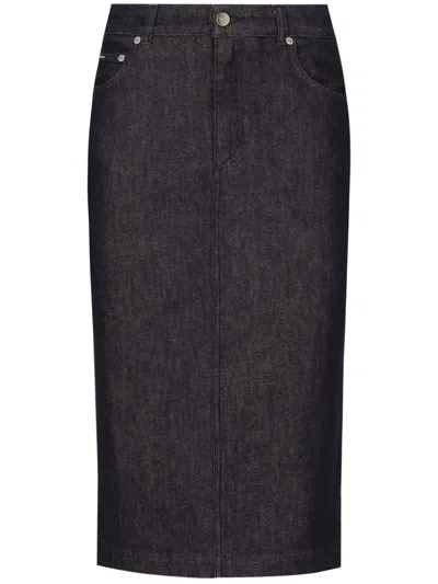 Dolce & Gabbana Buttoned Denim Skirt In Blue
