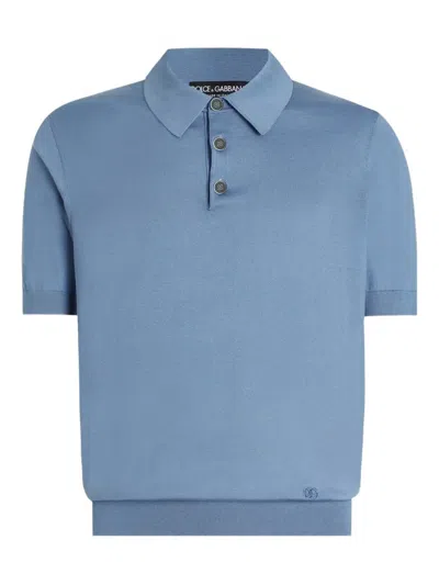 Dolce & Gabbana Short Sleeve Polo Shirt In Blue