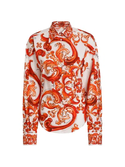 Dolce & Gabbana Buttoned Shirt In Orange