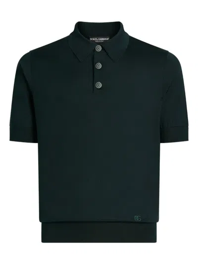 Dolce & Gabbana Green Silk Polo Shirt
