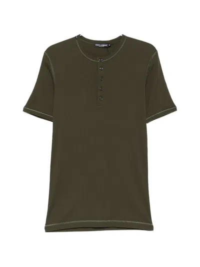 Dolce & Gabbana Buttoned T-shirt In Brown