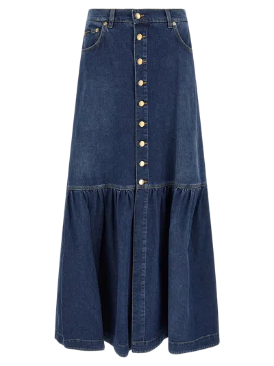 Dolce & Gabbana Button-front Denim Skirt In Blue
