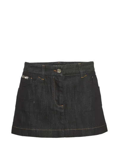 Pre-owned Dolce & Gabbana Button-up Mini Skirt In Blue