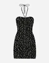 Dolce & Gabbana Mini Black Draped Dress With Polka Dots Print In プリ