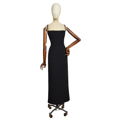 Pre-owned Dolce & Gabbana C.1999  Long Black Bustier Corseted Full Length Cocktail Dress