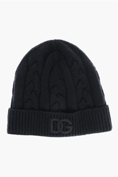 Dolce & Gabbana Cable Knit Cashmere Beanie Hat
