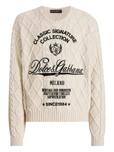 DOLCE & GABBANA CABLE-KNIT LOGO SWEATER