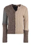 Dolce & Gabbana Asymmetric-neck Patchwork-design Jumper In Brown