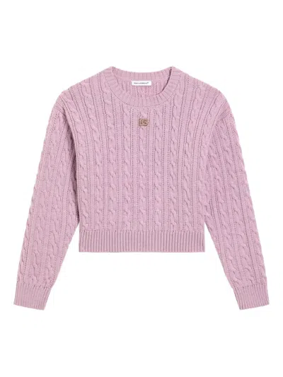 Dolce & Gabbana Kids' Cable-knit Sweater In Pink