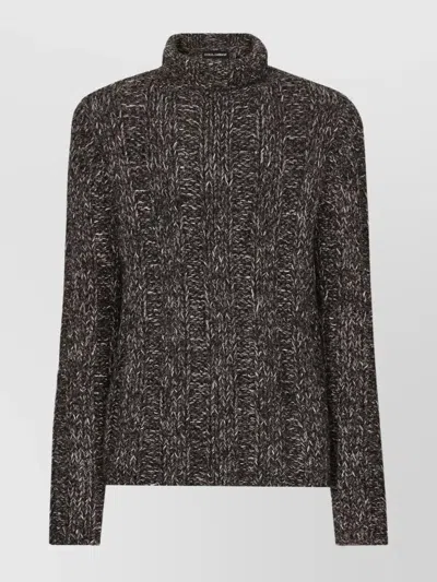 DOLCE & GABBANA CABLE KNIT TURTLENECK SWEATER
