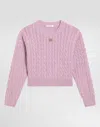 Dolce & Gabbana Cable-knit Wool Sweater In Purple