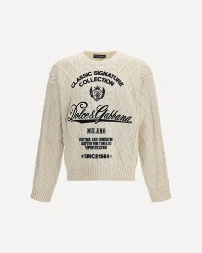 Dolce & Gabbana Cable-knit Pullover In Sand