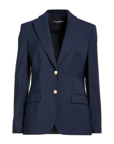 Dolce & Gabbana Cable-knit Wool-cashmere Polo Sweater Woman Blazer Navy Size 2 Wool, Polyester, Elas