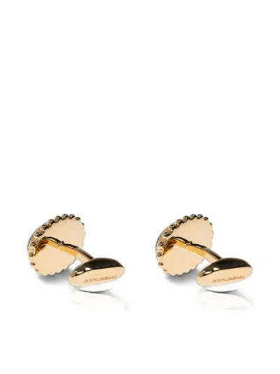 Dolce & Gabbana Cabochon-embellished Beaded Cufflinks In Gold