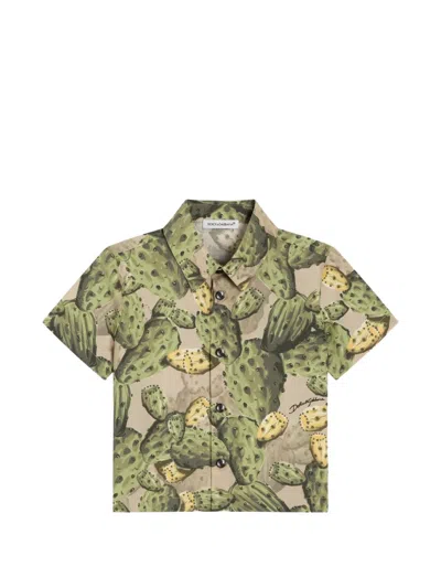 Dolce & Gabbana Babies' Cactus-print Shirt In Multi
