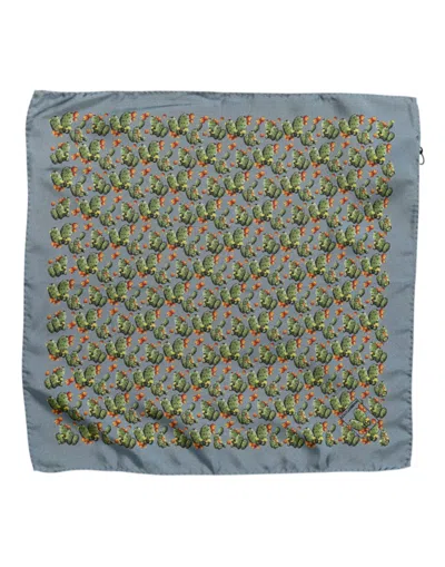 Dolce & Gabbana Silk Cactus Print Pocket Square Scarf In Multi