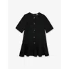Dolce & Gabbana Black Cady Branded-buttons Stretch-woven Mini Dress 8-12+ In Black