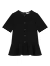 Dolce & Gabbana Black Cady Branded-buttons Stretch-woven Mini Dress 8-12+ In Black