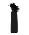 Dolce & Gabbana Feather Asymmetric High-slit Gown In Black