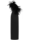 Dolce & Gabbana Feather Asymmetric High-slit Gown In Schwarz